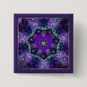 Badge Carré 5 Cm Bouton Parapluie violet & coeurs .7 (Devant)