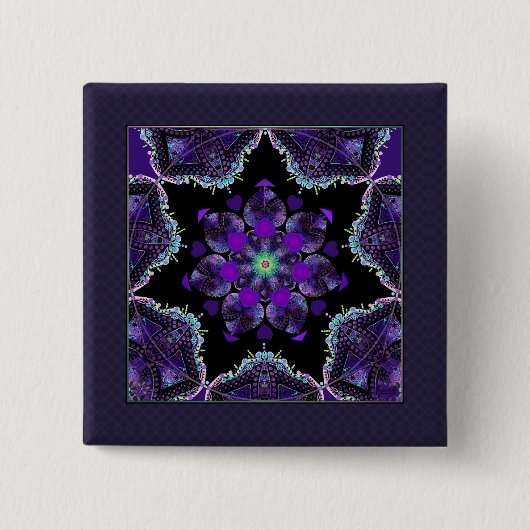 Badge Carré 5 Cm Bouton Parapluie violet & coeurs .7 (Devant)