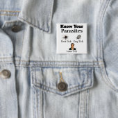 Badge Carré 5 Cm Bouton Parasites (En situation)