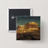Badge Carré 5 Cm Bouton "Parthénon" de l'église (Devant & derrière)