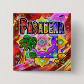 Badge Carré 5 Cm Bouton Pasadena Tropical Friends (Devant)
