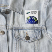Badge Carré 5 Cm Bouton Past Earth pour Aliens (En situation)