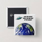 Badge Carré 5 Cm Bouton Past Earth pour Aliens (Devant & derrière)