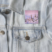 Badge Carré 5 Cm Bouton Paysage d'hiver (En situation)