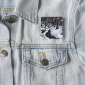 Badge Carré 5 Cm Bouton Paysage d'hiver (En situation)