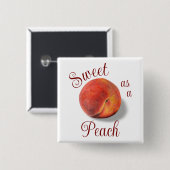 Badge Carré 5 Cm Bouton Peach (Devant & derrière)