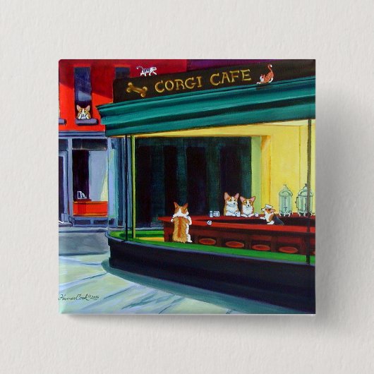 Badge Carré 5 Cm Bouton Pembroke Welsh Corgi (Devant)