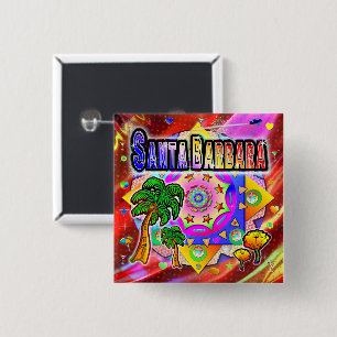 Badge Carré 5 Cm Bouton père Noël Barbara Tropical Friends