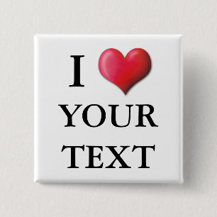 Badge Carré 5 Cm Bouton personnalisable 0002 de coeur d'I