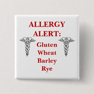 Badge Carré 5 Cm Bouton personnalisable d'allergie de gluten