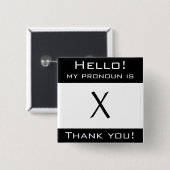 Badge Carré 5 Cm Bouton personnalisable de "mon pronom" (Devant & derrière)