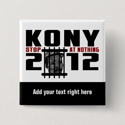 Badge Carré 5 Cm Bouton Personnalisable KONY 2012 (Devant)