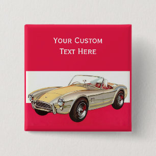 Badge Carré 5 Cm Bouton personnalisé de la voiture Vintage