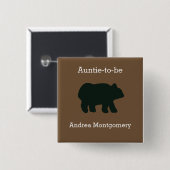 Badge Carré 5 Cm Bouton personnalisé de l'ours rustique (Devant & derrière)