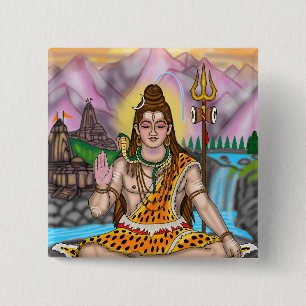 Badge Carré 5 Cm Bouton personnalisé du dieu hindou spirituel Lord