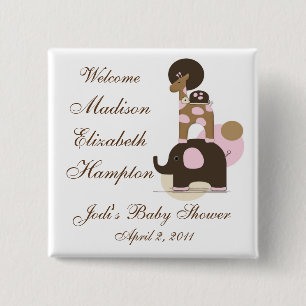 Badge Carré 5 Cm Bouton Personnalisé en rose pour animaux farcis