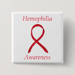 Badge Carré 5 Cm Bouton personnalisé Hémophilie Red Awareness