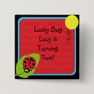 Badge Carré 5 Cm Bouton Personnalisé Lucky Bug