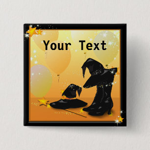Badge Carré 5 Cm Bouton personnalisé Sorcières Halloween Enchanter
