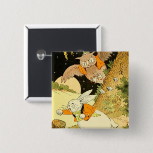 Badge Carré 5 Cm Bouton Peter Rabbit