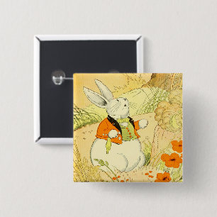 Badge Carré 5 Cm Bouton Peter Rabbit