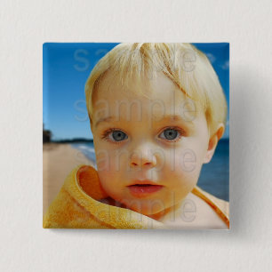 Badge Carré 5 Cm Bouton Photo Anniversaire customisé