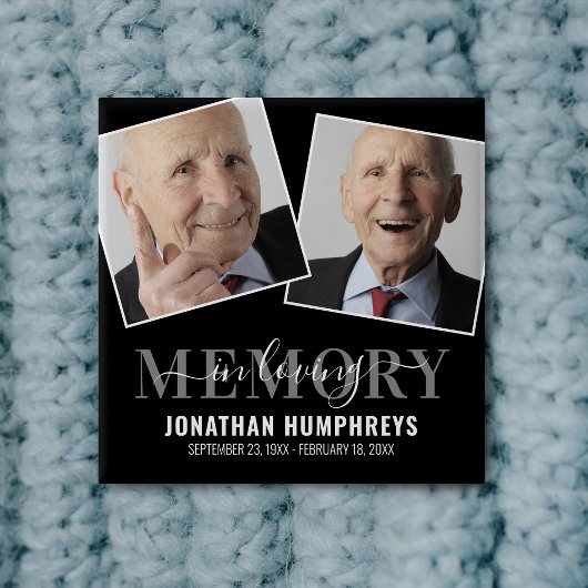 Badge Carré 5 Cm Bouton photo commémoratif funéraire