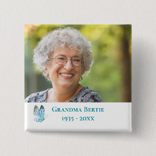 Badge Carré 5 Cm Bouton Photo Memorial Butterfly In Love Memory