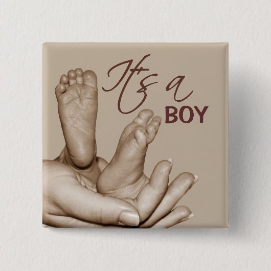 Badge Carré 5 Cm Bouton pieds bébé (Devant)