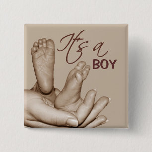 Badge Carré 5 Cm Bouton pieds bébé
