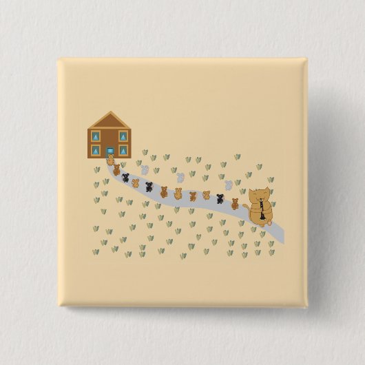 Badge Carré 5 Cm Bouton Piper de chat (Devant)