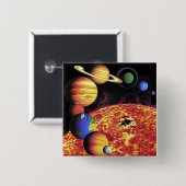 Badge Carré 5 Cm Bouton Planètes du système solaire (Devant & derrière)
