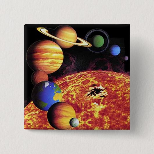 Badge Carré 5 Cm Bouton Planètes du système solaire (Devant)