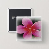 Badge Carré 5 Cm Bouton Plumeria hawaïen (Devant & derrière)