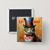 Badge Carré 5 Cm Bouton politique Kats For Kamala (Devant & derrière)