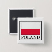 Badge Carré 5 Cm Bouton Pologne (Devant & derrière)