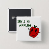 Badge Carré 5 Cm Bouton POMMES (Devant & derrière)