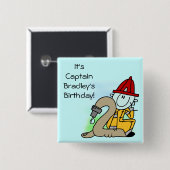 Badge Carré 5 Cm Bouton Pompier customisé 2e anniversaire (Devant & derrière)