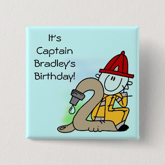 Badge Carré 5 Cm Bouton Pompier customisé 2e anniversaire (Devant)