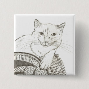 Badge Carré 5 Cm Bouton Portrait Ragdoll de chat