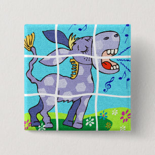 BADGE CARRÉ 5 CM BOUTON POURPRE D'ÂNE