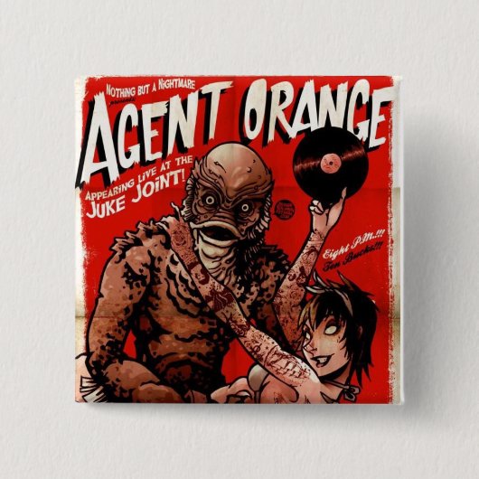 Badge Carré 5 Cm Bouton punk de "créature" d'Agent Orange - carré (Devant)