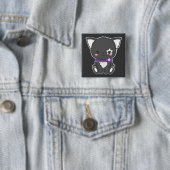 Badge Carré 5 Cm Bouton punk de Kitty (En situation)