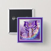 Badge Carré 5 Cm Bouton Purple Sun Fairy (Devant & derrière)