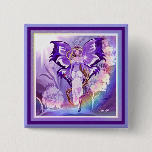 Badge Carré 5 Cm Bouton Purple Sun Fairy (Devant)