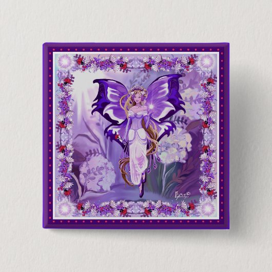 Badge Carré 5 Cm Bouton Purple Sun Fairy (Devant)