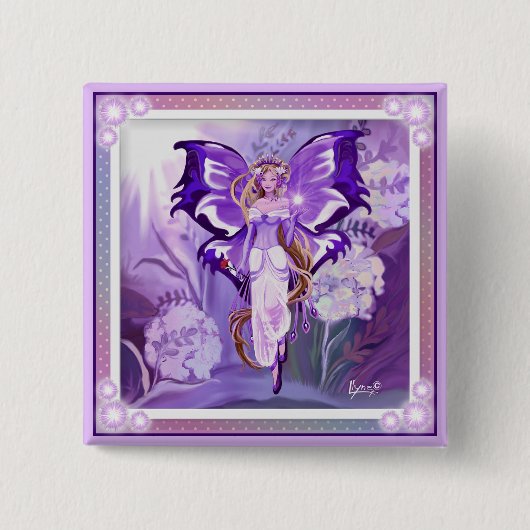 Badge Carré 5 Cm Bouton Purple Sun Fairy (Devant)