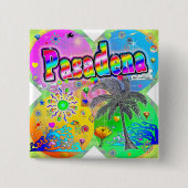 Badge Carré 5 Cm Bouton Quadro Saisons de Pasadena (Devant)