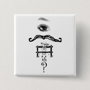 Badge Carré 5 Cm Bouton Question Eye Mustache Ewe