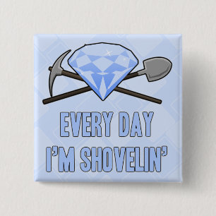 Badge Carré 5 Cm Bouton quotidien de bleu de Shovelin
